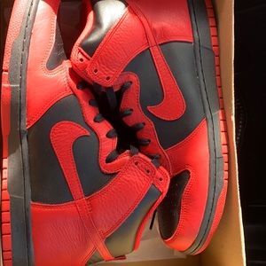 Men’s Nike Red and Black Dunk High sneaker